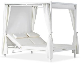 Ξαπλώστρα-Γκαζέπο Tinos 2 Αλουμινίου με διπλό κρεβάτι και μαξιλάρια 210x166x202cm Λευκό  - BIO1900
