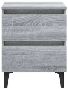 vidaXL Κομοδίνα 2 τεμ. Γκρι Sonoma 40 x 35 x 50 εκ. με Μεταλλικά Πόδια