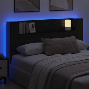 vidaXL Κεφαλάρι Ντουλάπι με LED Μαύρη Δρυς 160 x 16,5 x 103,5 cm