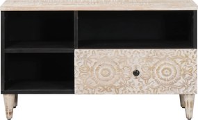 vidaXL Ντουλάπι TV Λευκό 80 x 33,5 x 46 εκ. Στερεό ξύλο μάνγκο