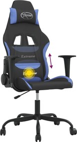 vidaXL Καρέκλα Μασάζ Gaming Μαύρη και Μπλε Υφασμάτινη