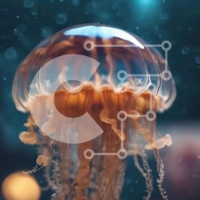 Intra Συλλεκτικό Ξύλινο Παζλ Plywood 4mm - Μέδουσες που κολυμπούν στο ενυδρείο με φυσαλίδες Σε Ξύλινο Κουτί - Διαστάσεις: 10x10 cm – 25 κομμάτια