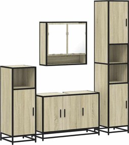 vidaXL Σετ Επίπλων Μπάνιου 4 Τεμαχίων Sonoma Δρυς Επεξεργασμένο Ξύλο