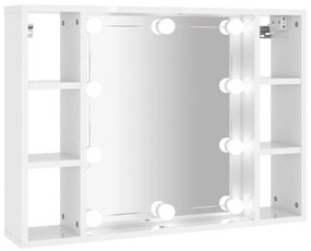 vidaXL Έπιπλο Καθρέπτη με LED Γυαλιστερό Λευκό 76 x 15 x 55 εκ.