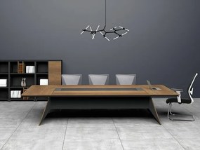 Τραπέζι γραφείου Mesa F110, 75x240x130cm, 150 kg, Άγρια δρυς, Μαύρο | Epipla1.gr