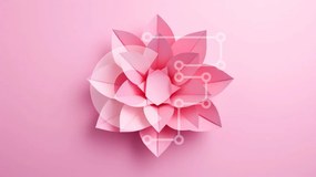 Intra Συλλεκτικό Ξύλινο Παζλ Plywood  4mm - Ροζ Origami Λουλούδι Lotus σε ροζ φόντο Σε Ξύλινο Κουτί - Διαστάσεις Puzzle: 10x10 cm – 25 κομμάτια
