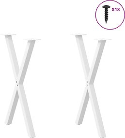 VidaXL Πόδια Τραπεζαρίας σε Σχήμα Χ, 2 τεμ. Λευκά 57x(72-73) εκ. Ατσάλι