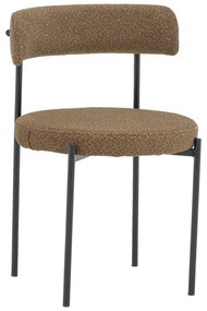 Καρέκλα Crochie pakoworld καφέ μπουκλέ ύφασμα-μαύρο μέταλλο 50x50x77.5εκ Model: 190-000057