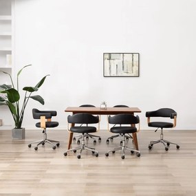 vidaXL Καρέκλες Τραπεζαρίας Περιστρεφόμενες 6 τεμ. Μαύρες Δερματίνη