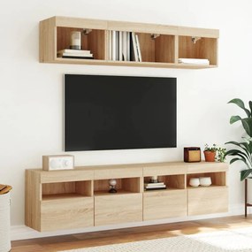vidaXL Έπιπλο Τοίχου Τηλεόρασης με LED Sonoma Δρυς 80x30x40 εκ.