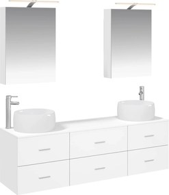 vidaXL Σετ Επίπλων Μπάνιου 5 pcs Λευκό Επεξεργασμένο Ξύλο και Γυαλί