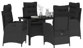 vidaXL Σέτ φαγητού για κήπο 5 pcs Μαύρο συνθετικό ρατάν