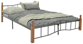 Double bed Faryn walnut rubberwood-black metal 140x200cm 150x205x84 εκ.