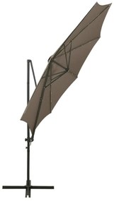 Ομπρέλα Κρεμαστή με Ιστό και LED Taupe 300 εκ. - Μπεζ-Γκρι