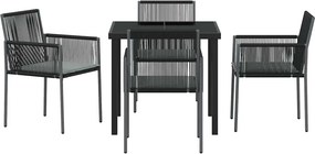 vidaXL Σέτ φαγητού για κήπο 5 pcs Μαύρο Ράτα PE