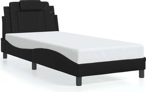 vidaXL Σκελετός Κρεβατιού Viana Χωρίς Στρώμα Μαύρο90x200εκ. από ΣυνθετικόΔέρμα