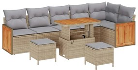vidaXL Σετ Καναπέ Κήπου 9 pcs Μπεζ και Ανοιχτό γκρι συνθετικό ρατάν