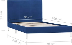 vidaXL Πλαίσιο Κρεβατιού Μπλε 90 x 200 εκ. Υφασμάτινο