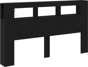 vidaXL LED κεφαλάρι με ράφι Μαύρη Οξυά 180 x 18,5 x 103,5 cm
