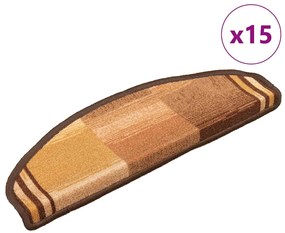 vidaXL Πατάκια Σκάλας Αυτοκόλλητα 15 τεμ. Καφέ 65 x 21 x 4 εκ.
