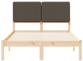 vidaXL Σκελετός Κρεβατιού με Επενδεδυμένο Κεφαλάρι Taupe 135 x 190 cm