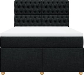 vidaXL Κρεβάτι Boxspring με Στρώμα Μαύρο 140x190 εκ. Υφασμάτινο