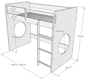 Υπερυψωμένο Κρεβάτι  Tolo με Προστατευτικό  Grey  80x180cm  BC50017 BabyCute (Δώρο το Στρώμα)