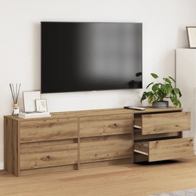 vidaXL Ντουλάπι TV Καφέ 181 x 34 x 50 εκ. Σωματίδια ξύλου και LED φώτα