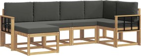 vidaXL Σειρά Καναπέ Εξωτερικού 6 pcs Άσπρο και Ανθρακί Πολυεστέρας