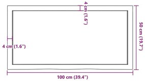 Πάγκος Μπάνιου 100x50x(2-4) εκ. από Ακατέργαστο Μασίφ Ξύλο - Καφέ