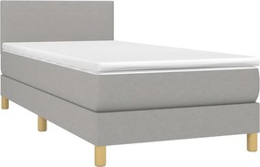 vidaXL Κρεβάτι Boxspring με Στρώμα &amp; LED Αν.Γκρι 80x200 εκ. Υφασμάτινο