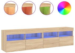 vidaXL Έπιπλα Τοίχου Τηλ. με LED 2 Τεμ. Sonoma Δρυς 80x30x40 εκ.