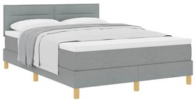 vidaXL Κρεβάτι box spring με στρώμα Ανοιχτό γκρι 140 x 200 cm ύφασμα