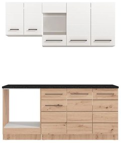 Σύνθεση κουζίνας SAVONA 180 Artisan Oak - Λευκό 180x57x200εκ. 180x57x200 εκ.