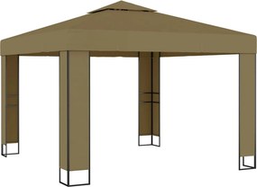 vidaXL Κιόσκι με Διπλή Οροφή Taupe 3 x 3 x 2,7 μ. 180 γρ/μ²