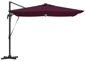 vidaXL Cantilever Roma Parasol με LEDs Μπορντό 286x285x270 εκ. Αλουμίνιο
