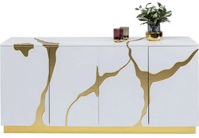 Μπουφές Cracked Ξύλο Λευκό 165x46x80εκ - Χρυσό