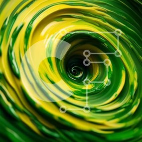 Intra Συλλεκτικό Ξύλινο Παζλ Plywood 4mm - Puzzle με Θέμα Abstract Art: Swirling Vortex of Green and Yellow Paint Σε Ξύλινο Κουτί - Διαστάσεις Puzzle: 10x10 cm – 25 κομμάτια