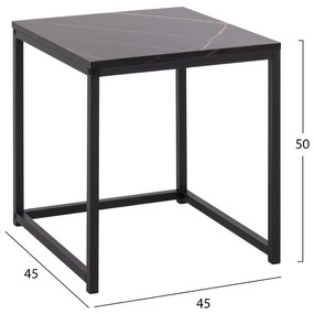 Ζιγκον Grelay 2 Τεμ Mdf Όψη Μαρμάρου &amp; Μέταλλο 45Χ45Χ50εκ. &amp; 37Χ37Χ43 Εκ.