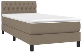 VidaXL Κρεβάτι Boxspring με Στρώμα & LED Taupe 100x200 εκ. Υφασμάτινο