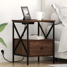 vidaXL Κομοδίνο με συρτάρι 2 pcs Καφέ δρυς 41.5 x 40.5 x 55 εκ.