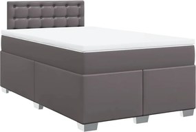 vidaXL Κρεβάτι Boxspring με Στρώμα Γκρι 120x190εκ. από Συνθετικό Δέρμα