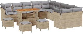 vidaXL Σετ Καναπέ Κήπου 14 pcs Μπεζ συνθετικό ρατάν