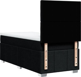 vidaXL Κρεβάτι Boxspring με Στρώμα Μαύρο 90x190 εκ.Υφασμάτινο