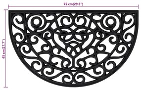 vidaXL Πατάκι Εισόδου Ημικυκλικό 45 x 75 εκ. Καουτσούκ