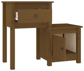 vidaXL Κομοδίνο Γκρι 79,5x38x65,5 εκ. από Μασίφ Ξύλο Πεύκου