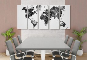 Χάρτης εικόνων 5 μερών του κόσμου σε διανυσματικό σχέδιο γραφικών σε ασπρόμαυρο - 200x100