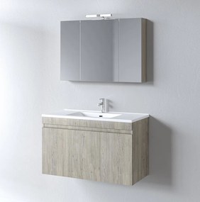 Martin Omega 100 Beige Oak - Πάγκος με Νιπτήρα &amp; Καθρέπτη