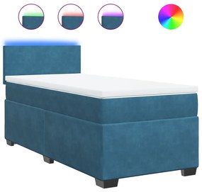 vidaXL Κρεβάτι Boxspring με Στρώμα Μπλε 80 x 200 εκ. Βελούδινο