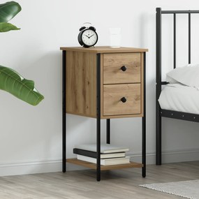 vidaXL Κομοδίνο artisan δρυς 32 x 42 x 70 εκ Σίδηρος και μοριοσανίδα